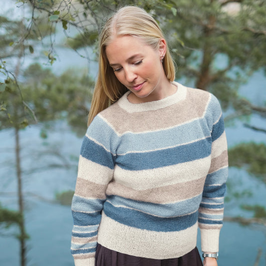 Strikk The Look: Tvist-genser hvit/blå