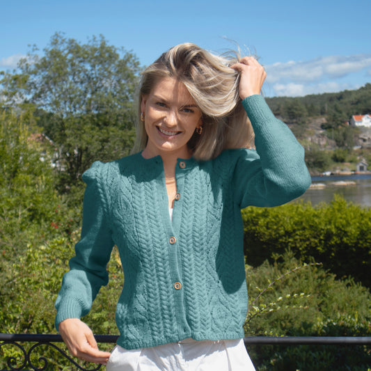 Strikk The Look: Tresser cardigan sjøgrønn