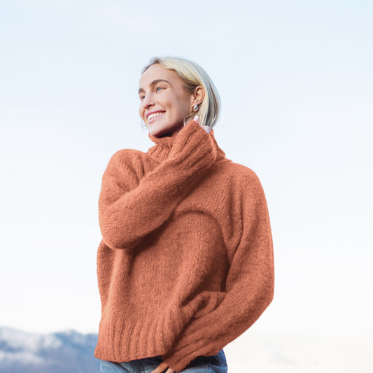 Strikk The Look:  Haga unisex chunky-genser aprikos/oker