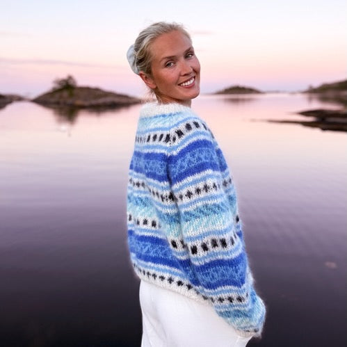Strikk The Look: Hanami raglangenser hvit/blå, Gjestal soft