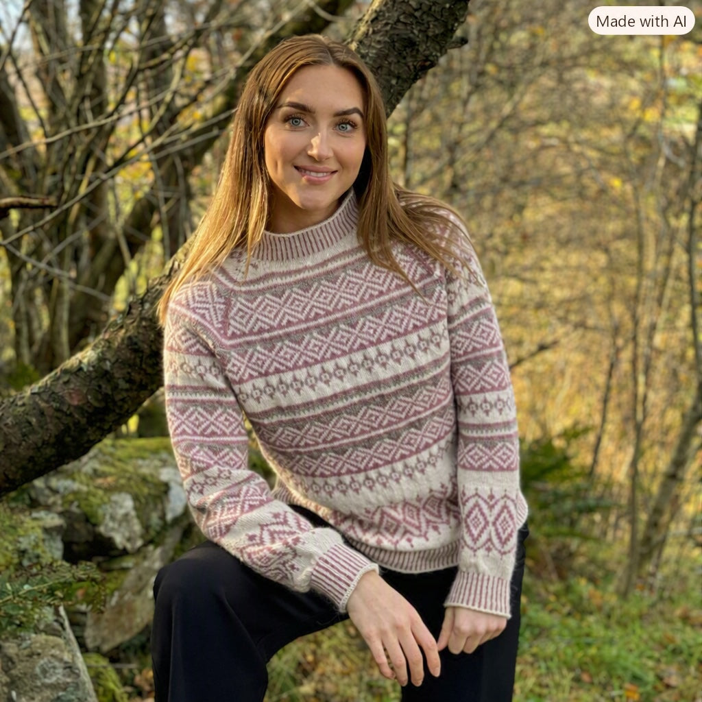 Strikk The Look: Ada-genser rosa-natur