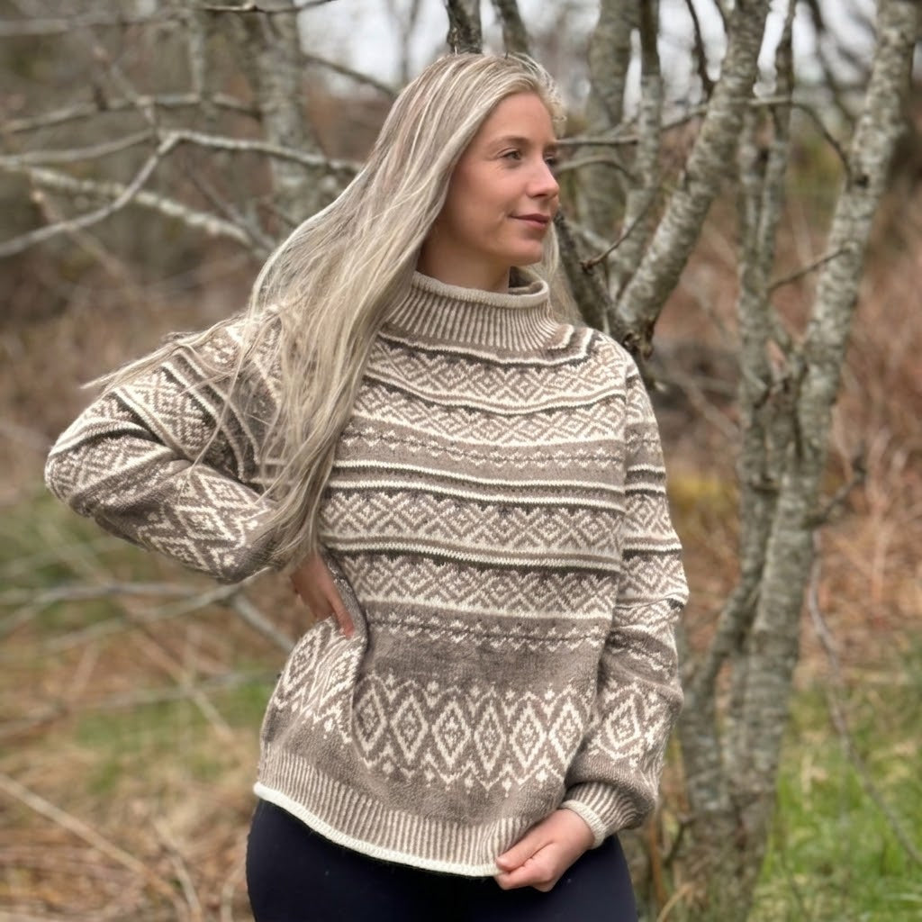 Strikk The Look: Ada-genser lys brun-natur