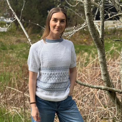 Strikk The Look: Ripple t-skjorte hvit/blå