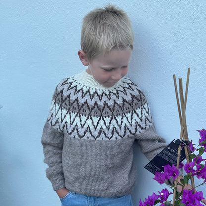 Strikk The Look: Andreas-genser barn lys brun