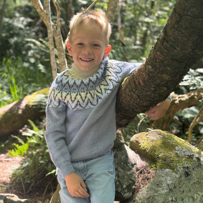 Strikk The Look: Andreas-genser barn blå