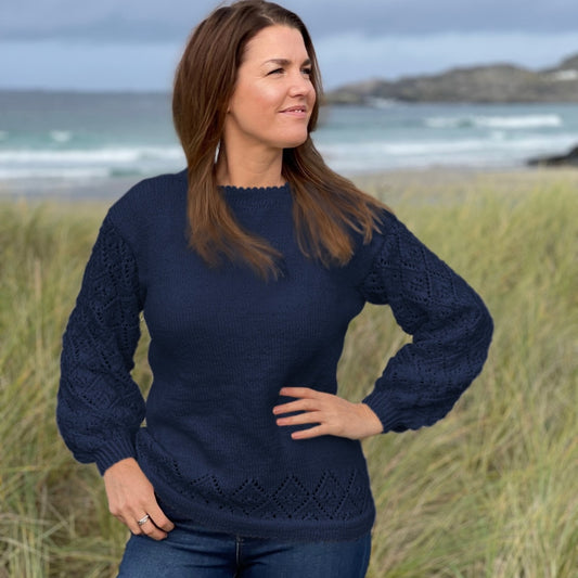 Strikk The Look: Petit-genser marine, storm