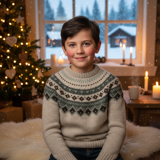 Strikk The Look: Fjellbris-genser perlegrå