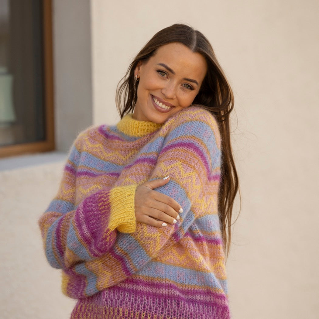 Strikk The Look: Haze-genser rosa-gul
