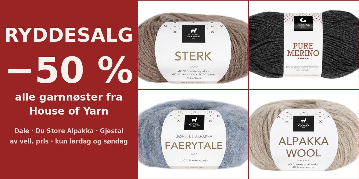 Ryddesalg House of Yarn-garnnøster banner e-post