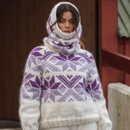 Strikk The Look: Snoi-genser og votter hvit-lilla