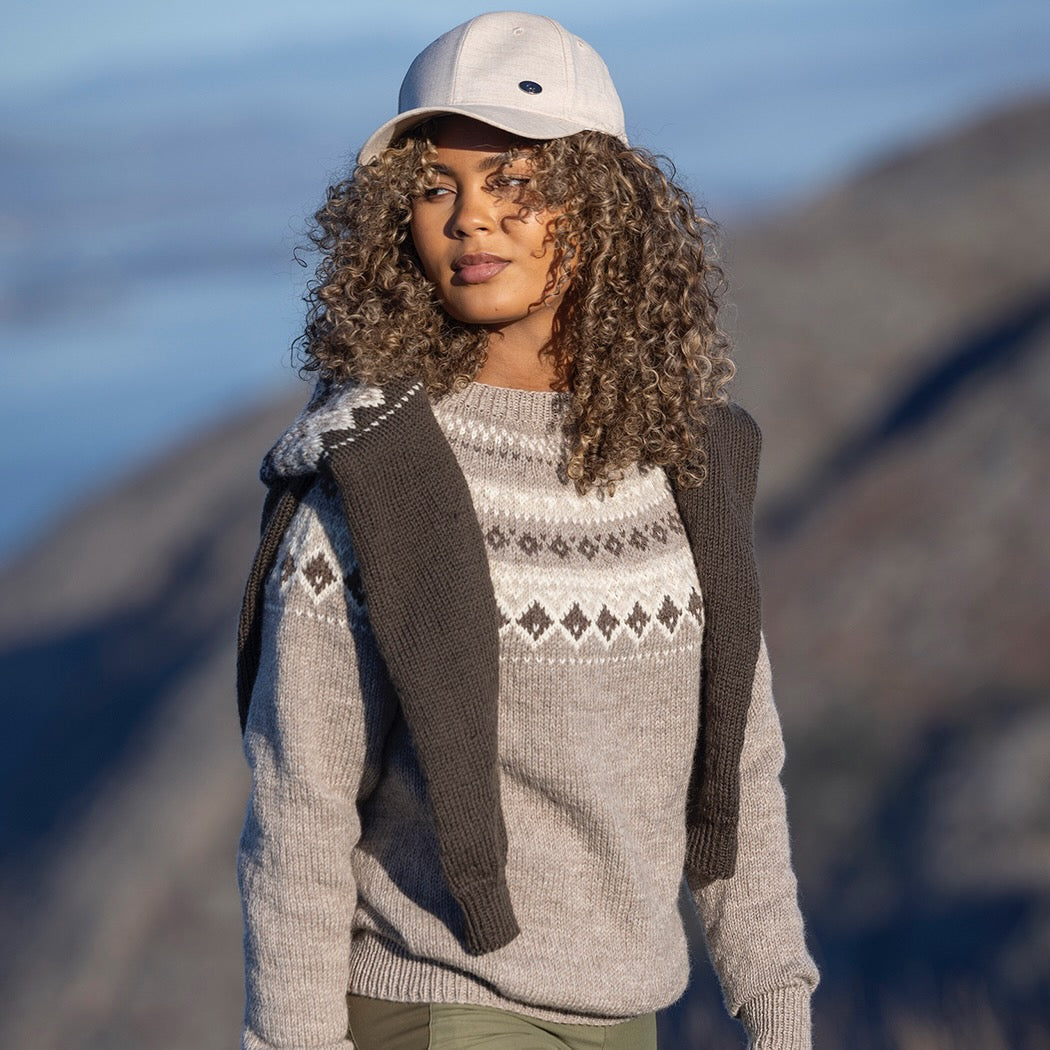 Strikk The Look: Fjellbris-genser beige