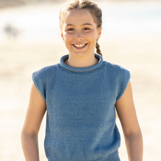 Strikk The Look: Vire-topp blå, barn