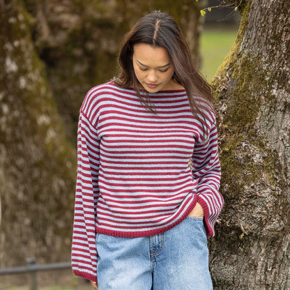Strikk The Look: Salty-t-genser båthals rødbrun