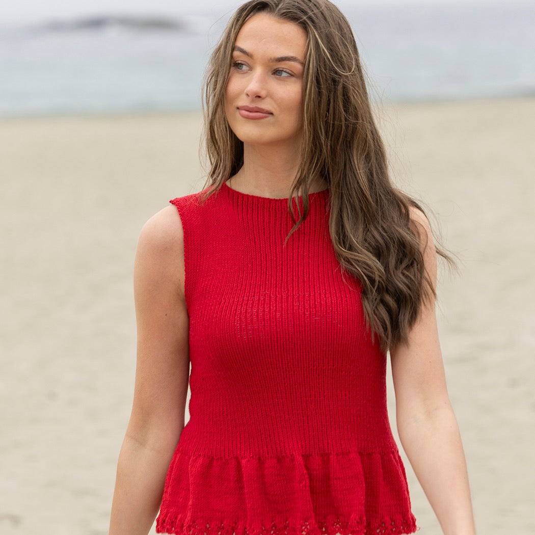 Strikk The Look: Pearl-topp rød