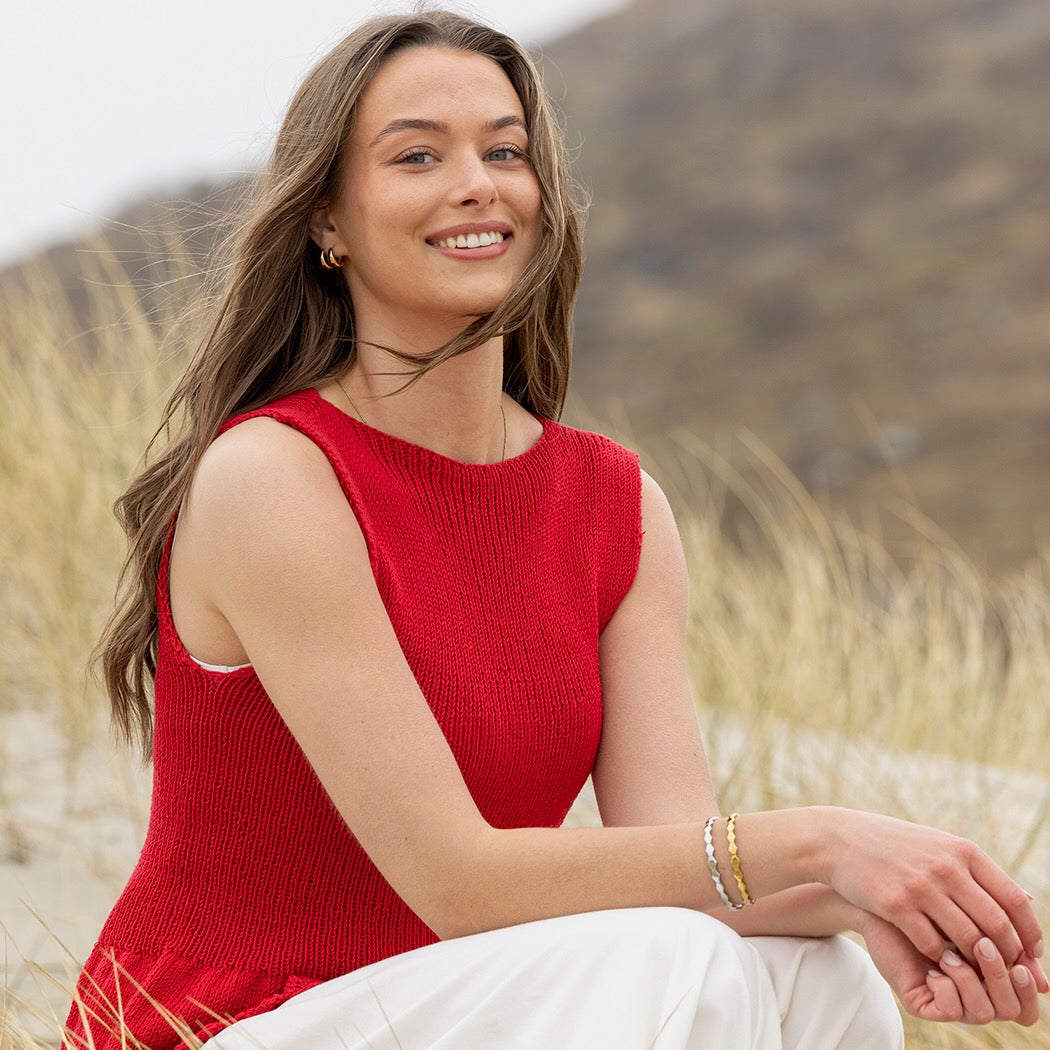 Strikk The Look: Pearl-topp rød