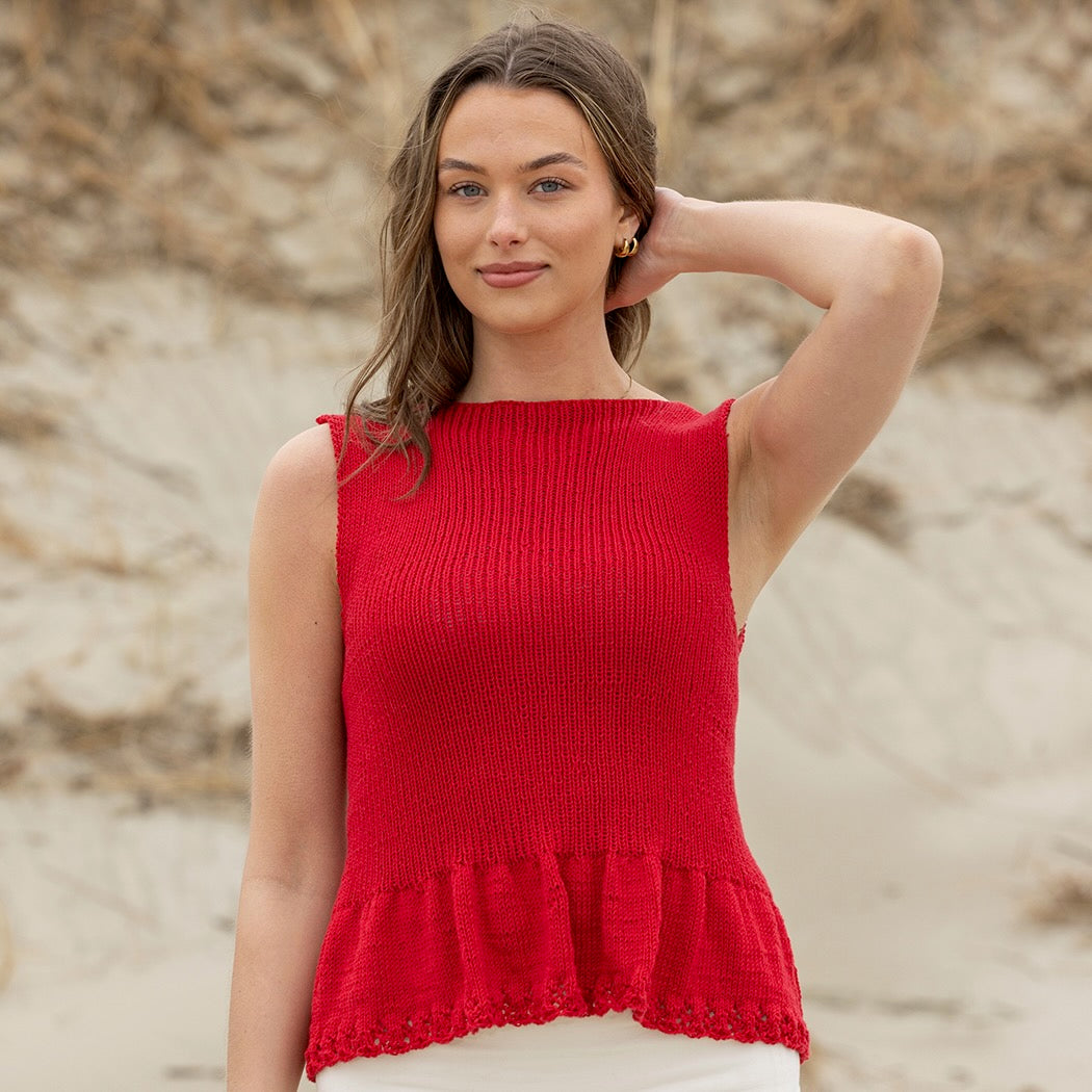 Strikk The Look: Pearl-topp rød