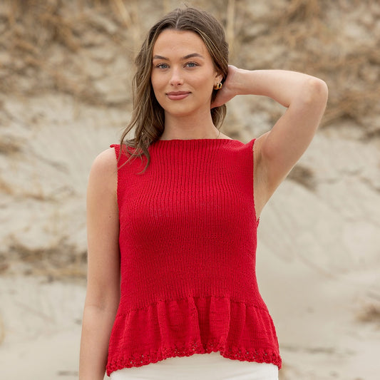Strikk The Look: Pearl-topp rød