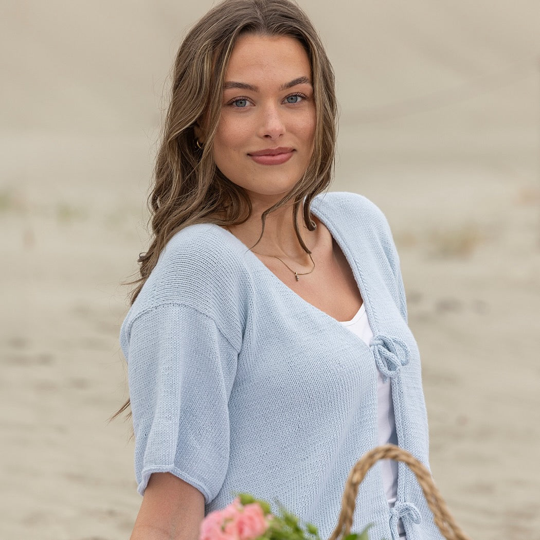 Strikk The Look: Silke-jakke lys blå