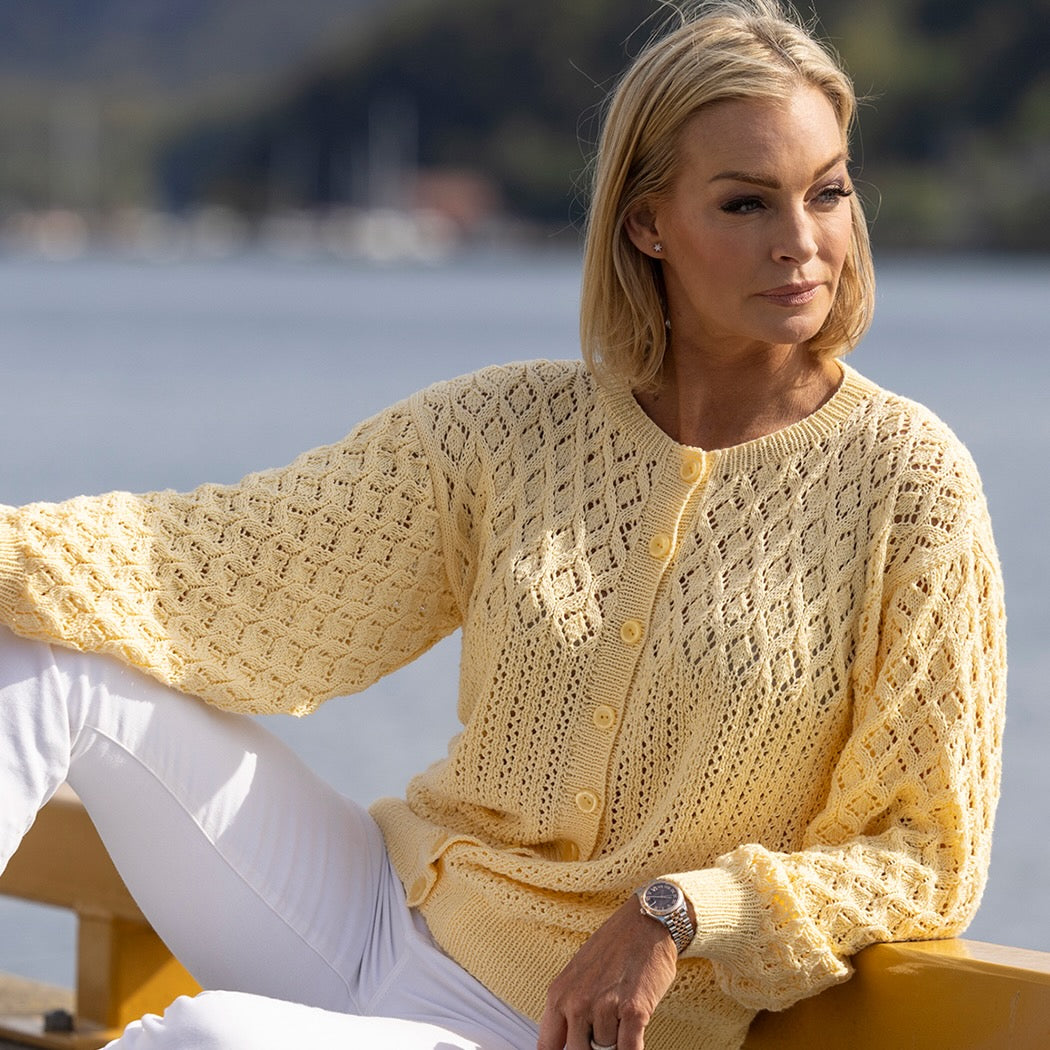 Strikk The Look: Melang-jakke lys gul