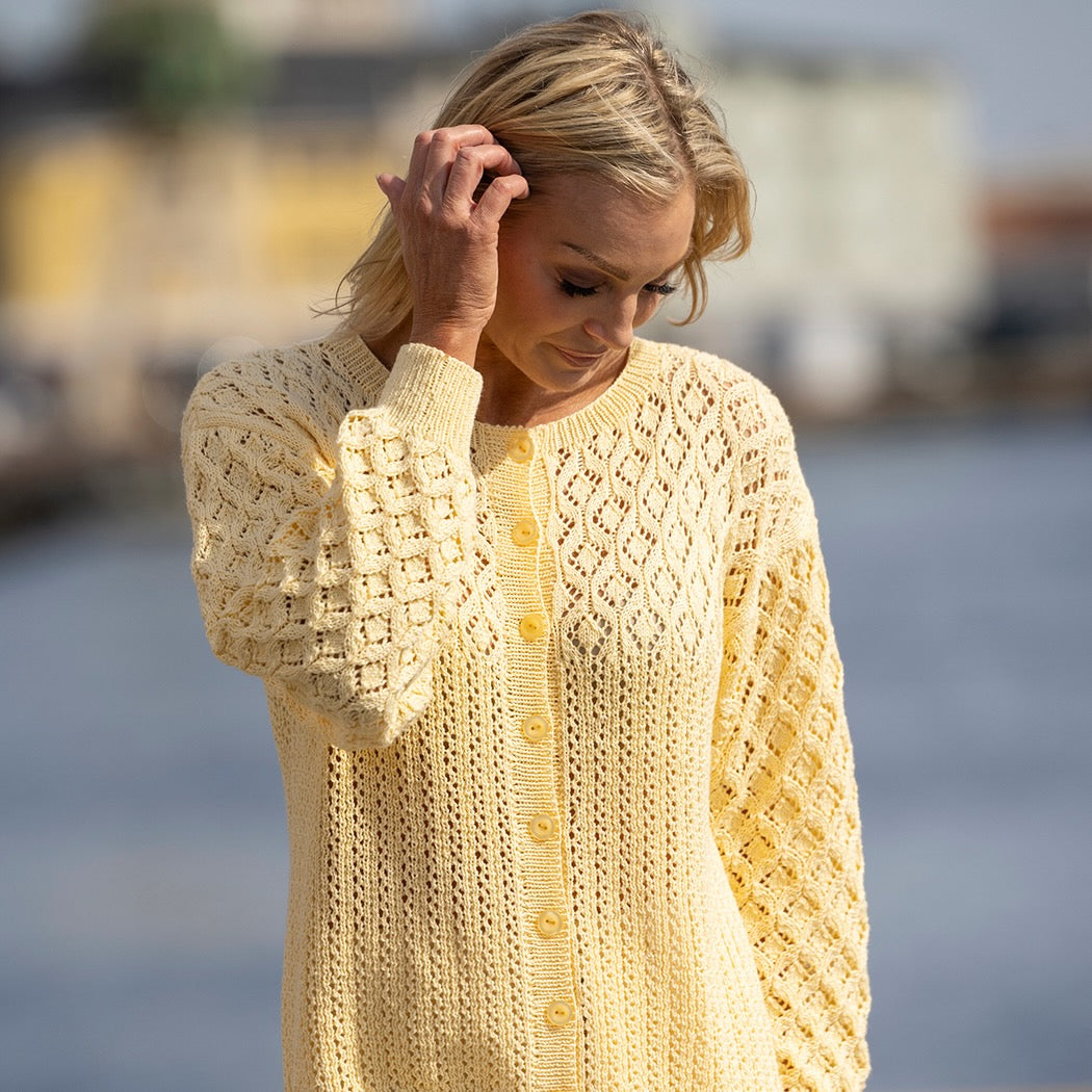 Strikk The Look: Melang-jakke lys gul
