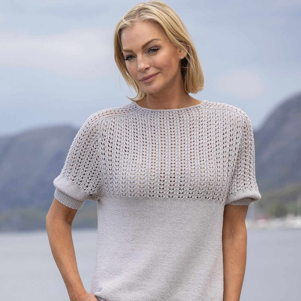 Strikk The Look: Perle-topp grå