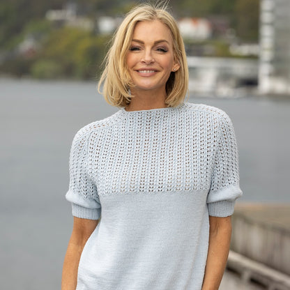 Strikk The Look: Perle-topp lys blå