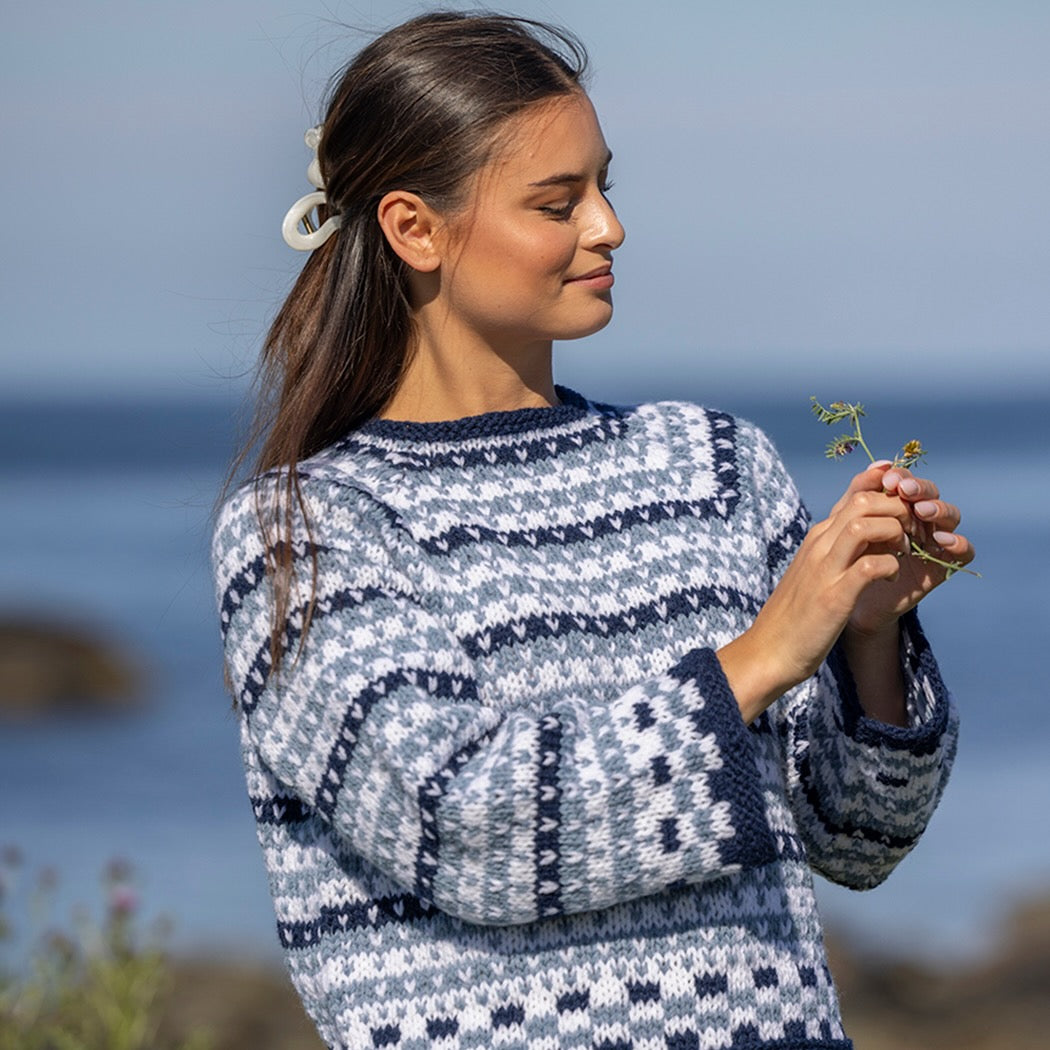 Strikk The Look: Kystlys Fana-genser blå