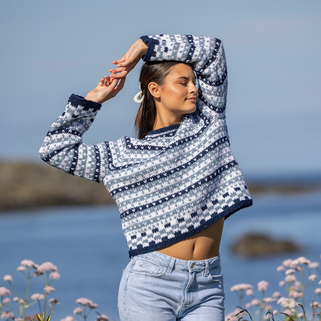 Strikk The Look: Kystlys Fana-genser blå