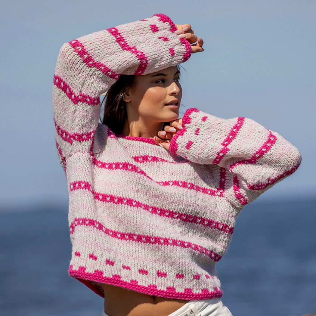 Strikk The Look: Kystlys Fana-genser rosa