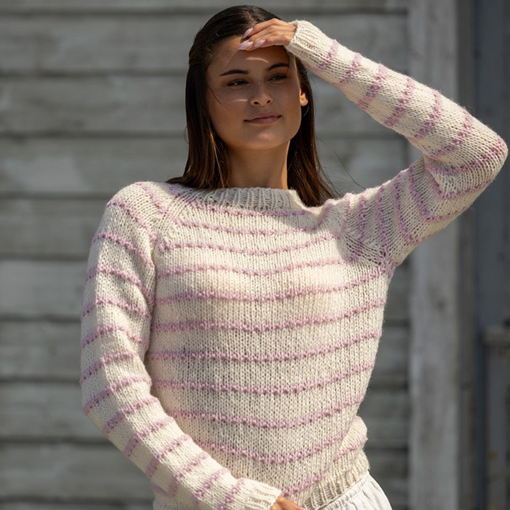 Strikk The Look: Sund-genser natur/rosa