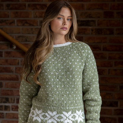 Strikk The Look: Engblomst-genser lys grønn