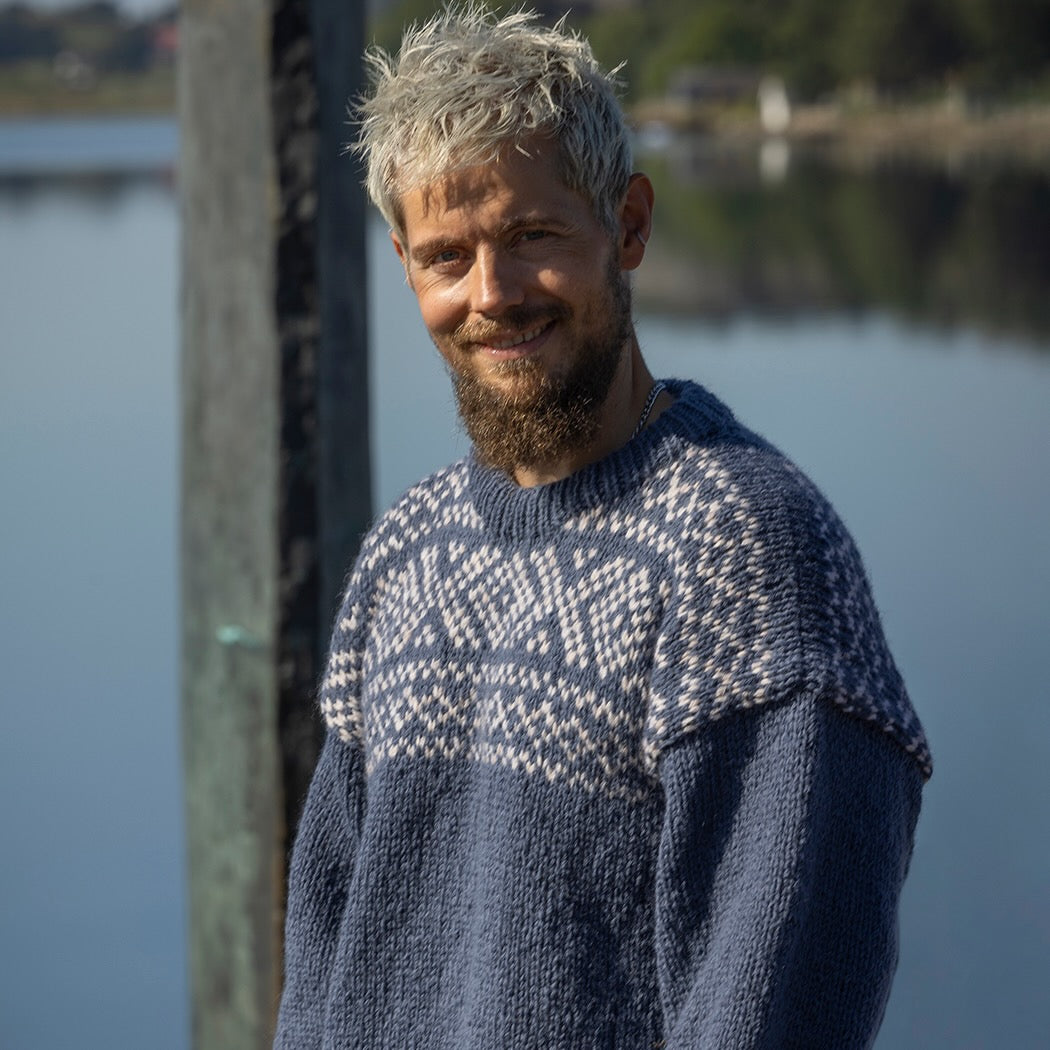 Strikk The Look: Jotun-genser jeansblå