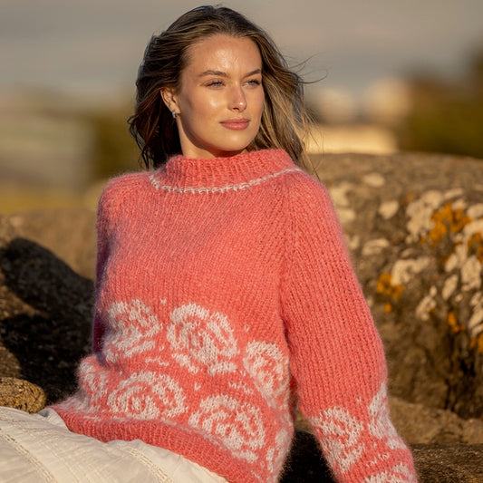 Strikk The Look: Rose-genser korall