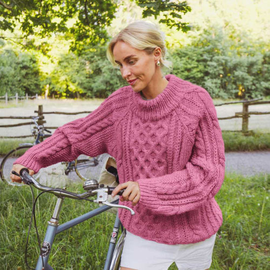 Strikk The Look: Ådne-genser rosa melert