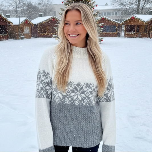 Strikk The Look: Lysefjord-genser (Alp storm) lys grå