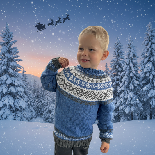 Strikk The Look: Sokrates-genser jeansblå