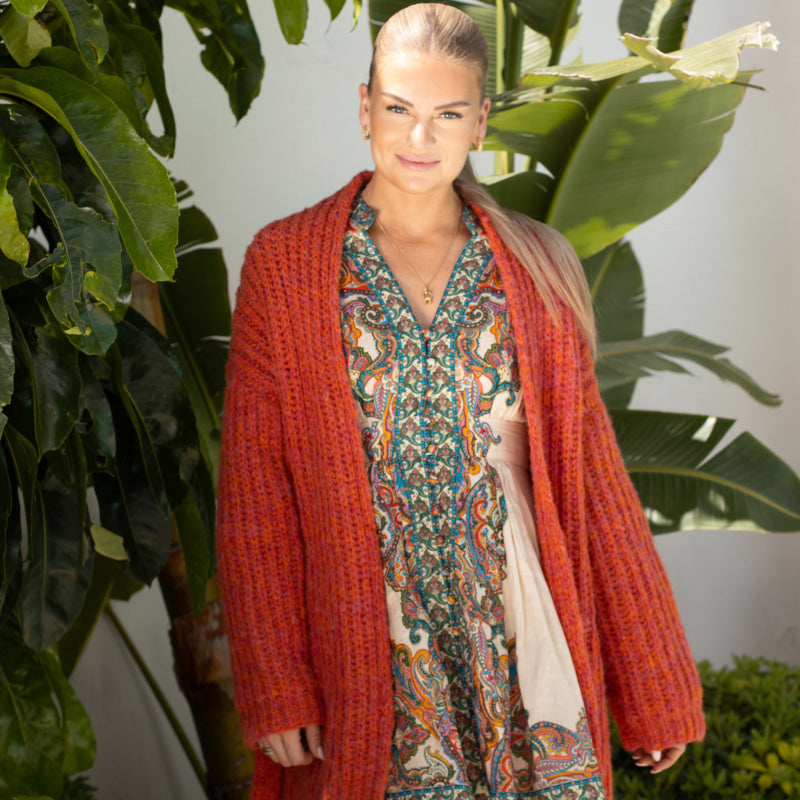 Strikk The Look: Catarina-cardigan rød/oransje