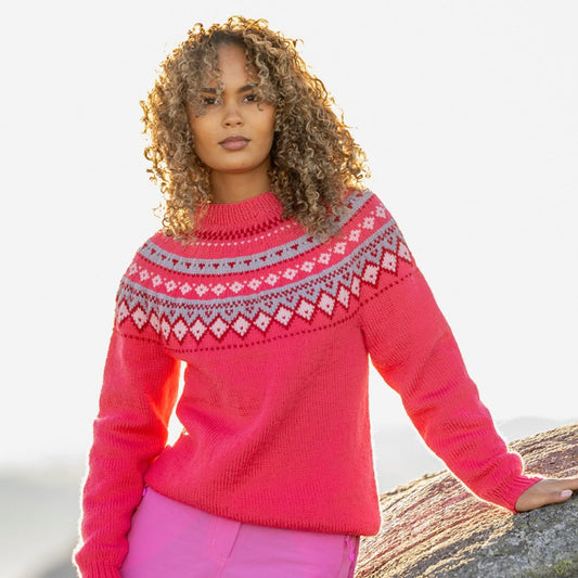 Strikk The Look: Fjellbris-genser rosa