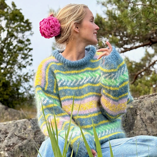 Strikk The Look: Hanami-genser light denim, Ingrid Raadim