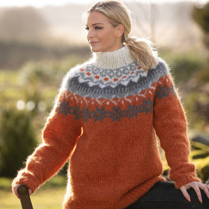 Strikk The Look: Nova-genser brent oransje