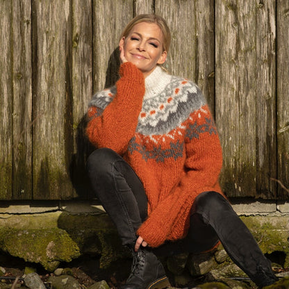 Strikk The Look: Nova-genser brent oransje