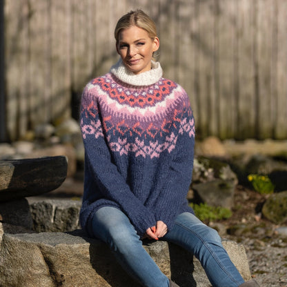 Strikk The Look: Nova-genser jeansblå