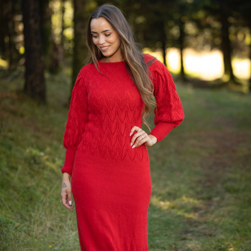 Strikk The Look: Tjøme-kjole rød dame Tmp