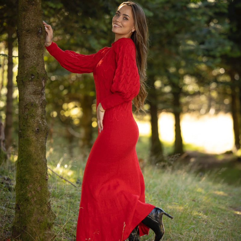 Strikk The Look: Tjøme-kjole rød dame Tmp