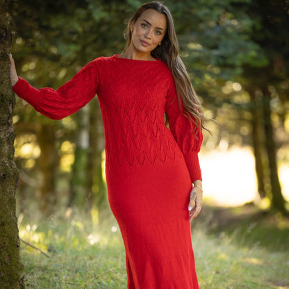 Strikk The Look: Tjøme-kjole rød dame Tmp