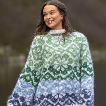 Strikk The Look: Irja-genser blå/grønn