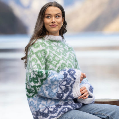 Strikk The Look: Irja-genser blå/grønn