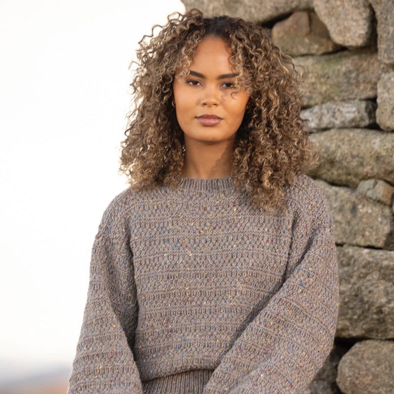 Strikk The Look: Tind-genser grå tweed