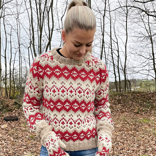 Strikk The Look: Drifa-genser  rød/hvit