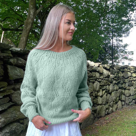 Strikk The Look: Girasol-genser støvet jadegrønn